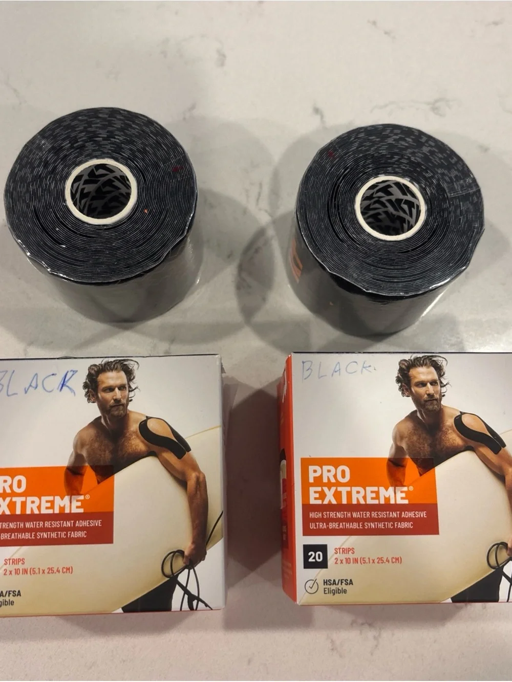 2 KT Tape Pro Extreme Kinesiology Tape Jet Black 40 Strips 2in x 10in